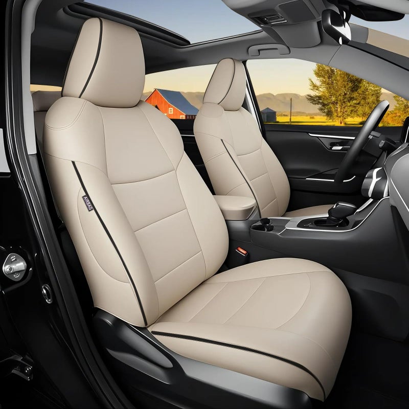 HKZ Fit RAV4 Hybrid Car Seat Covers Set for 2019 2020 2021 2022 2023 2024 2025 Toyota RAV4 HybridNot for 20192025 HybridPrime SEXSE  5 Seats Full Set LeatherBeige